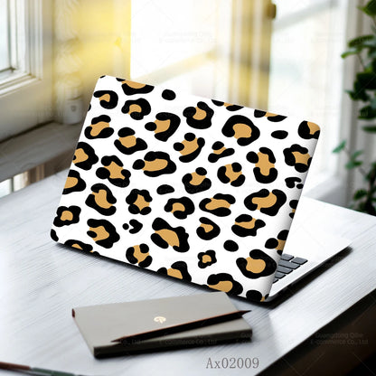 2 pcs Aesthetic Light Leopard Laptop Stickers Set Self-Adhesive Removable Laptop Covers for MacBook Notebook Protective Skins