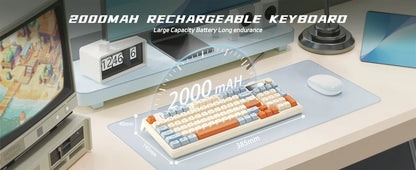 ZIYOU LANG M96 Wireless Gaming Keyboard with Display Screen & Knob, Bluetooth/2.4GHz Quiet Membrane Keyboard, 3000mAh Rechargeable