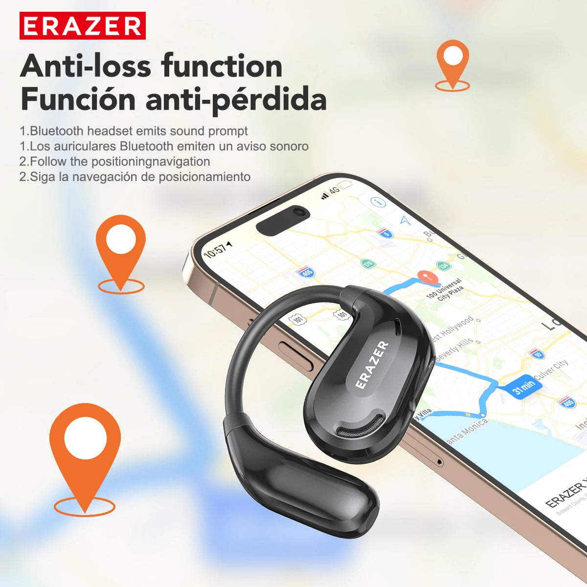 Erazer XT66 Intelligent Translator Earphone Wireless Headphones Bluetooth Earbuds Real-time Translate Equalizer APP Built-in Mic