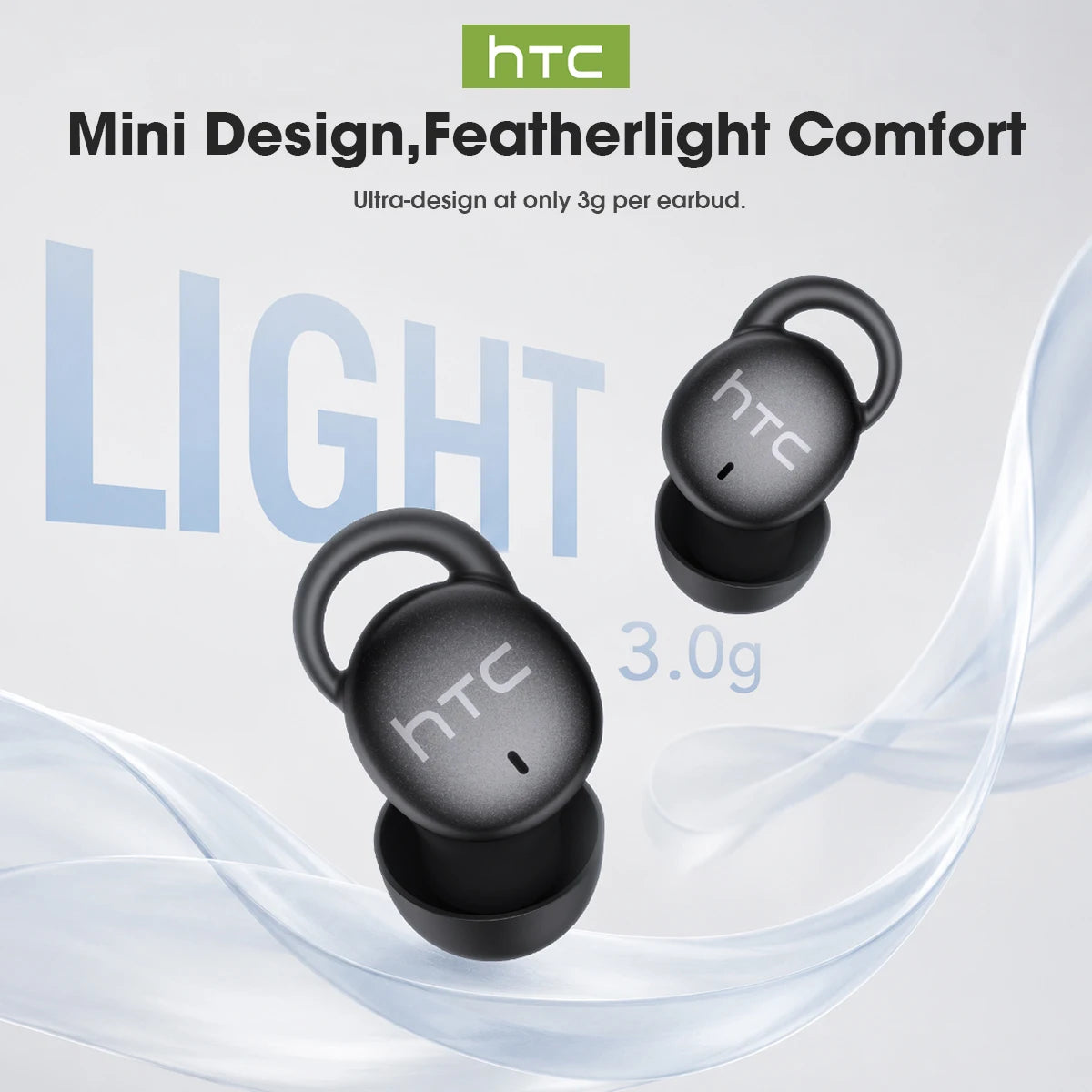 HTC Sleep Earbuds Wireless Bluetooth Earphones Side Sleeper Comfort Noise Cancelling Block Snoring Ultra-Lightweight Headphones
