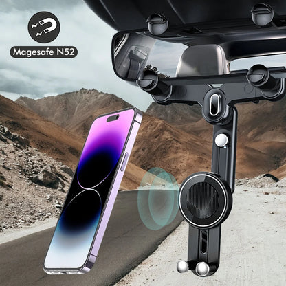 Universal Magnetic Car Mirror Mobile Phone Holder – 360° Rotation, Adjustable – For Car Navigation