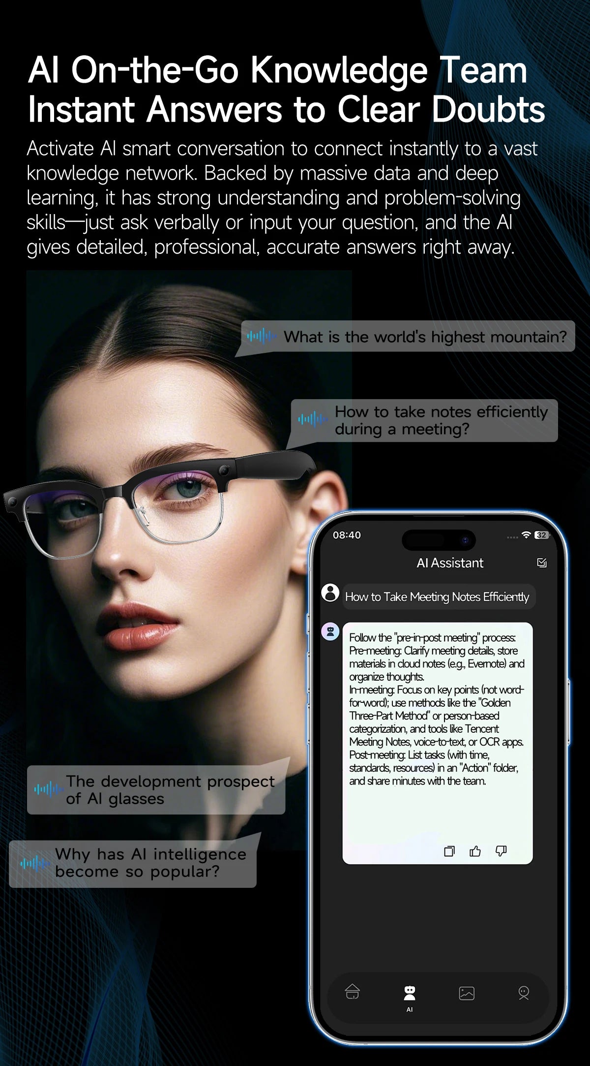 2026 New HD 800W Pixel Smart Glasses with Camera 1080P Video Recording WIFI ChatGPT Translation Music Call Earphones Sunglasses