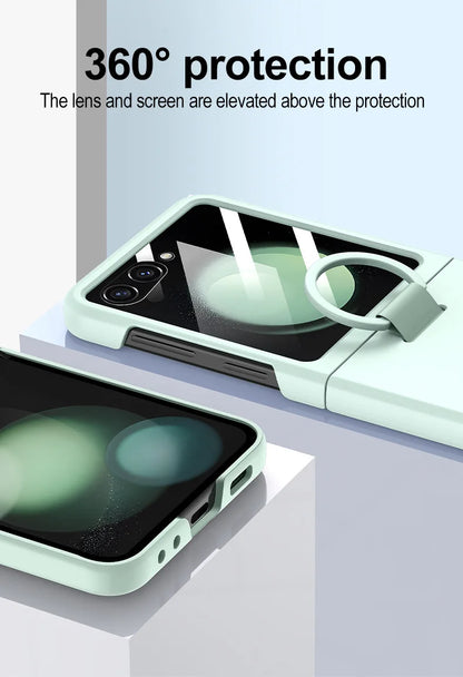 Hot Skin Feel Glass Case for Samsung Galaxy Z Flip 7 FE 6 5 5G Fold Business Fashion Cover Anti-knock Cases for Flip5 Flip6