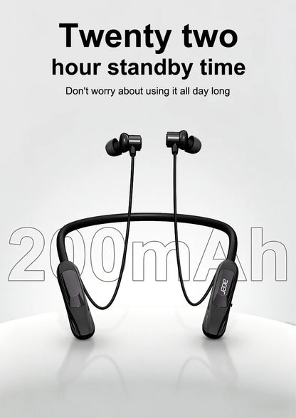 Acer Ohr810 Neckband-Style In-Ear Wireless Headphones, Secure Fit to Prevent Falling Off, Stereo Sound Effect, Bluetooth 5.4, Long Battery Life, Clear Calls, Suitable for Daily Sports and Commuting