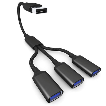 USB Splitter Cable 1 in 3 Out, USB-A Expansion Hub, Multi USB Port Expansion Converter for Car, Laptop, PC/Computer, Keyboard/Mo