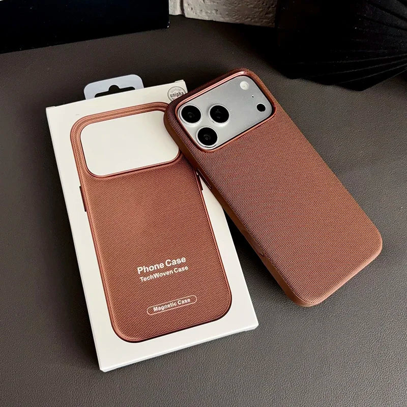 Luxury Official Technology Woven Magnetic Case For iPhone 18 17 16 15 14 13 Pro Max For Magsafe Technical Fabric Original Cover