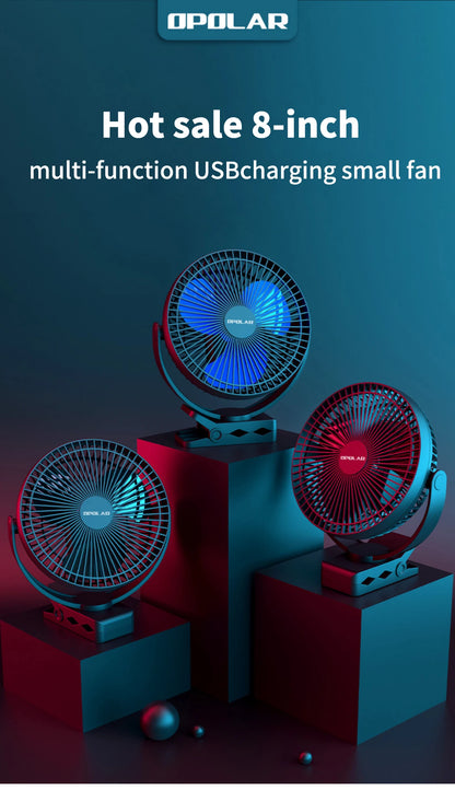 OPOLAR Rechargeable 8inch Clip Fan Strong Silent Wind Mini USB Fan Sturdy Clamp for Baby Stroller Camping Home Outdoor 10,000mAh