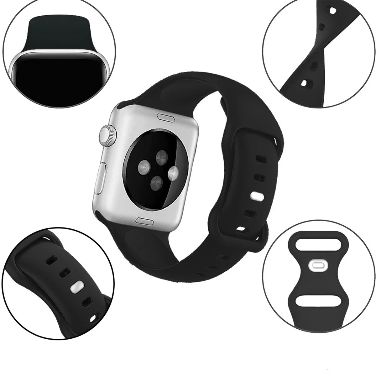 New Tropical Rubber Strap for Apple Watch Band 44mm 40 45 42 46 38 49 41mm Silicone Bracelet iWatch Series 12 11 10 9 8 7 6 5 4