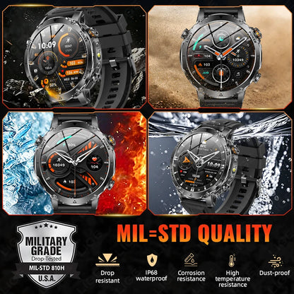 LIGE TANK Ultra 1400mAh Battery Military Smart Watch 10ATM Waterproof Heart Rate Flashlight Sports Bracelet Smartwatch Men Lady