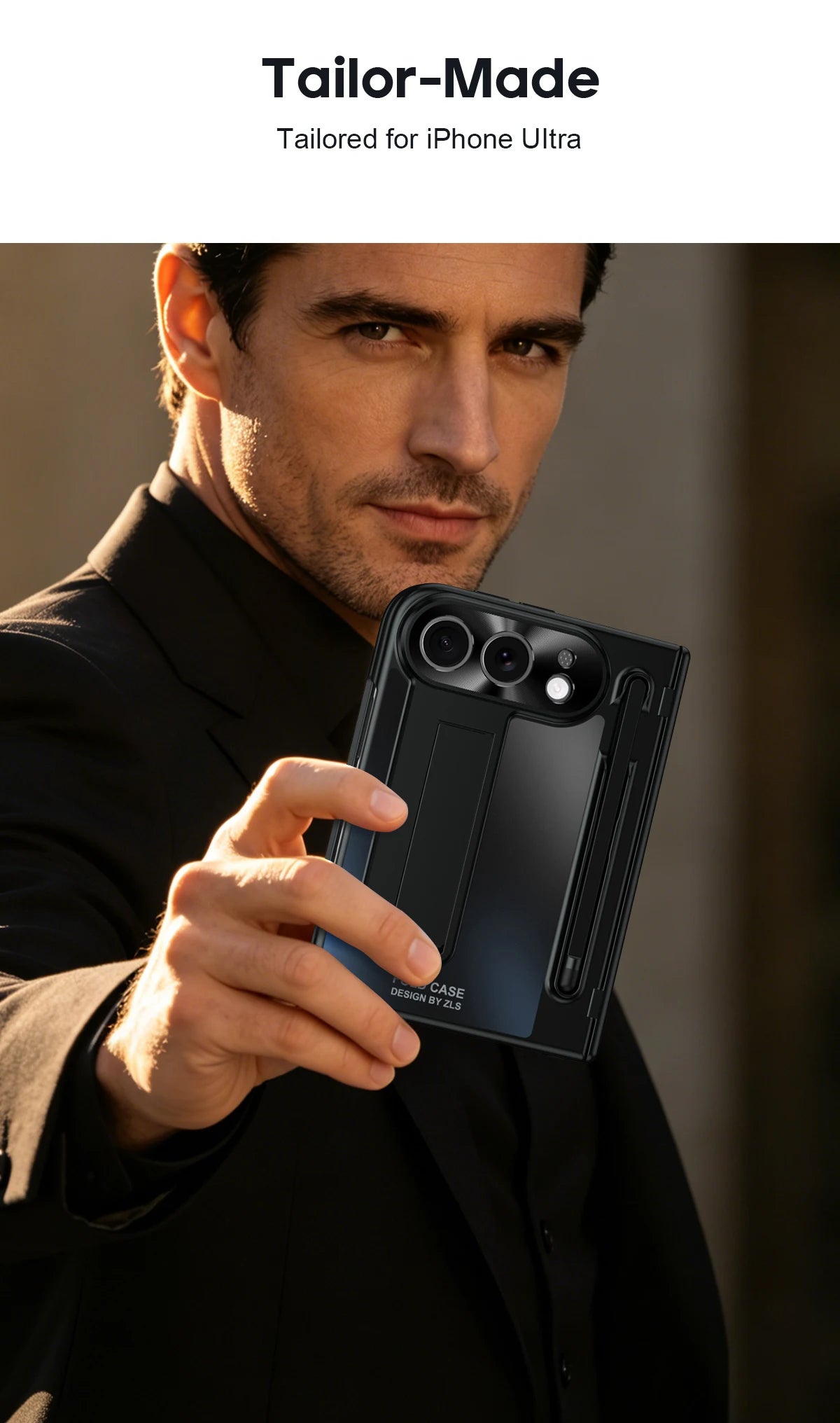 Suitable for iPhone Duo Folding Case Tempered Film Stylus Hinge Stand Protects Back Cover-Phone Case Funda