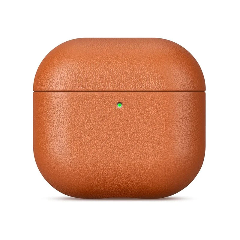 Genuine Leather Case for AirPods 4 Luxury Real Skin Protective Cover for AirPods 4 Black Brown Coffee Color
