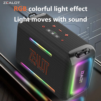 ZEALOT S95 120W Portable Bluetooth Speaker High Volume Waterproof 24000mAh Wireless TWS Subwoofer Suporrt USB/TF/AUX RGB Light.