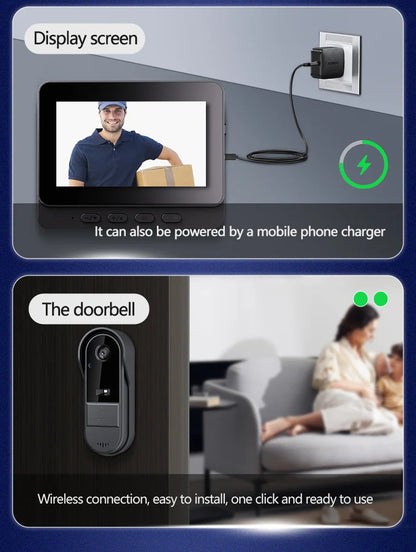 M16S M15S WiFi Wireless Intercom Smart Doorbell 4.3inch IPS Screen Video Security Camera Two-Way Intercom HD Surveillance Camera