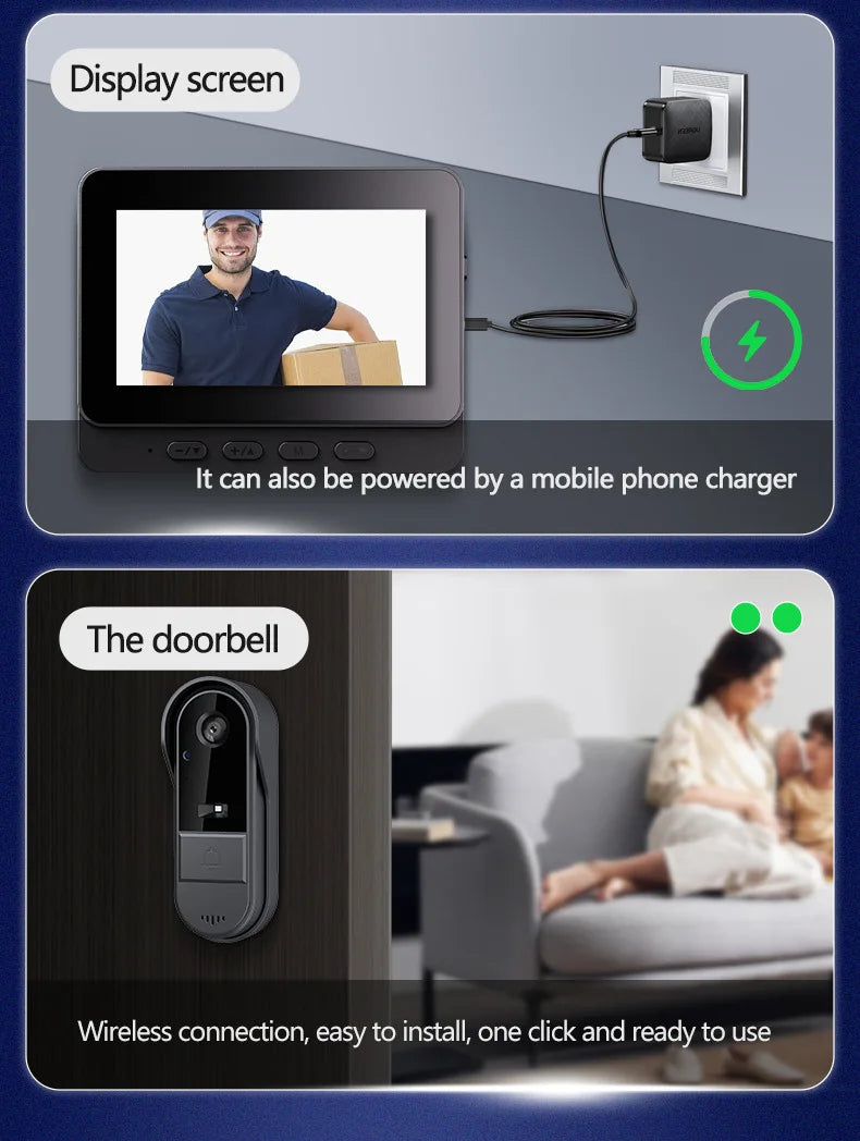 M16S M15S WiFi Wireless Intercom Smart Doorbell 4.3inch IPS Screen Video Security Camera Two-Way Intercom HD Surveillance Camera