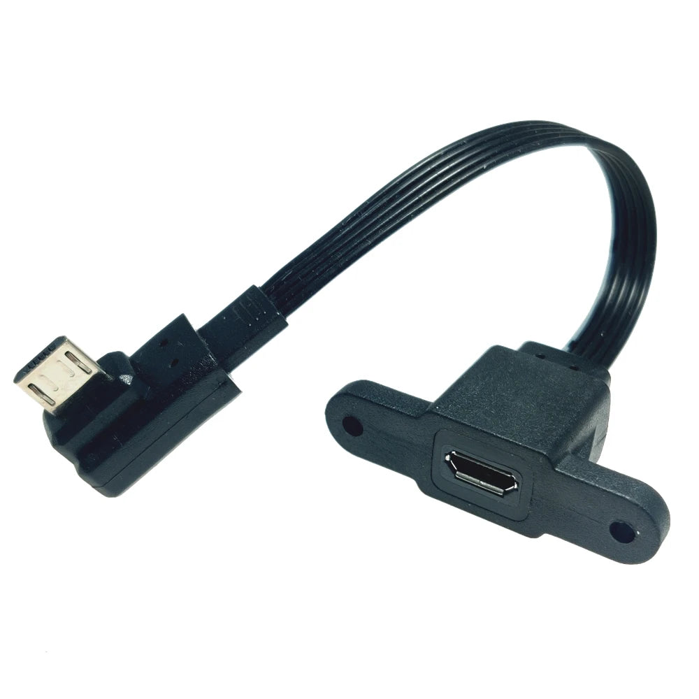 5CM 10CM 20CM MicroUSB panel mounting connector female Micro USB 5-pin.extension cable 30cm 50cm, with screw holes
