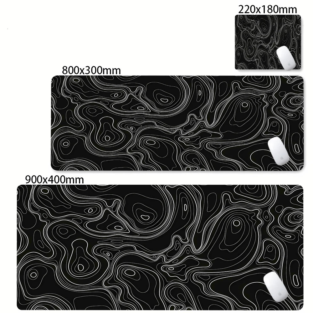 XXL Desk Mat Black And White Strata Liquid Mousepad Large Abstract Mouse Pad Gaming Deskmat With Lockedge Office Non-slip Carpet