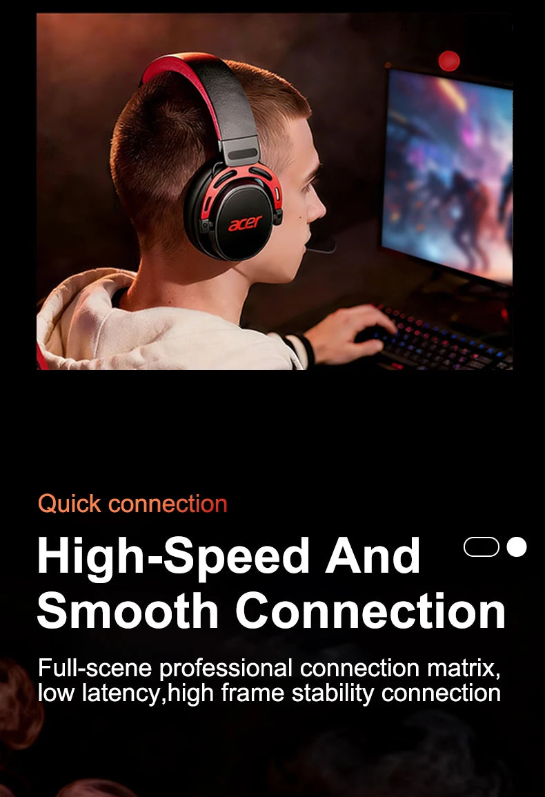 Acer Ohw346 Wired Gaming Headset with Ultra-High-Definition Large Diaphragm Spatial Surround Audio, Soft and Skin-Friendly Materials, Fully Encloses the Ear for Comfortable Wearing Without Applying Pressure on the Head