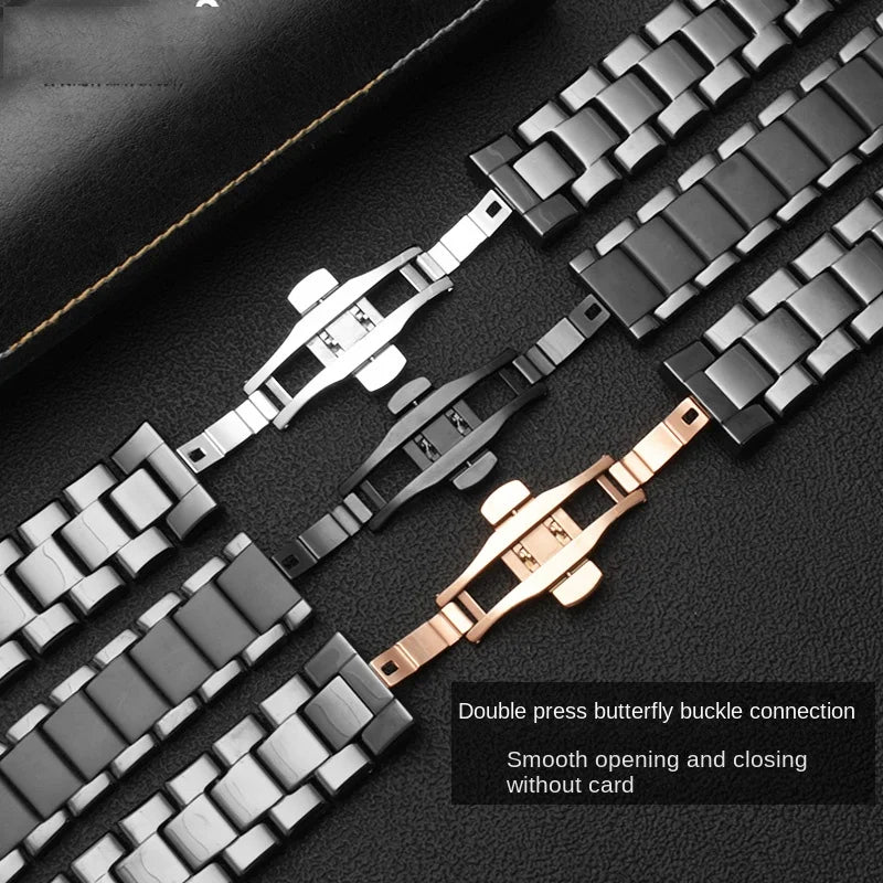 High quality Ceramic case watchband for Armani watch AR1451 AR1452 AR1400 AR1410 AR1421 AR1440 Men's black strap accessories