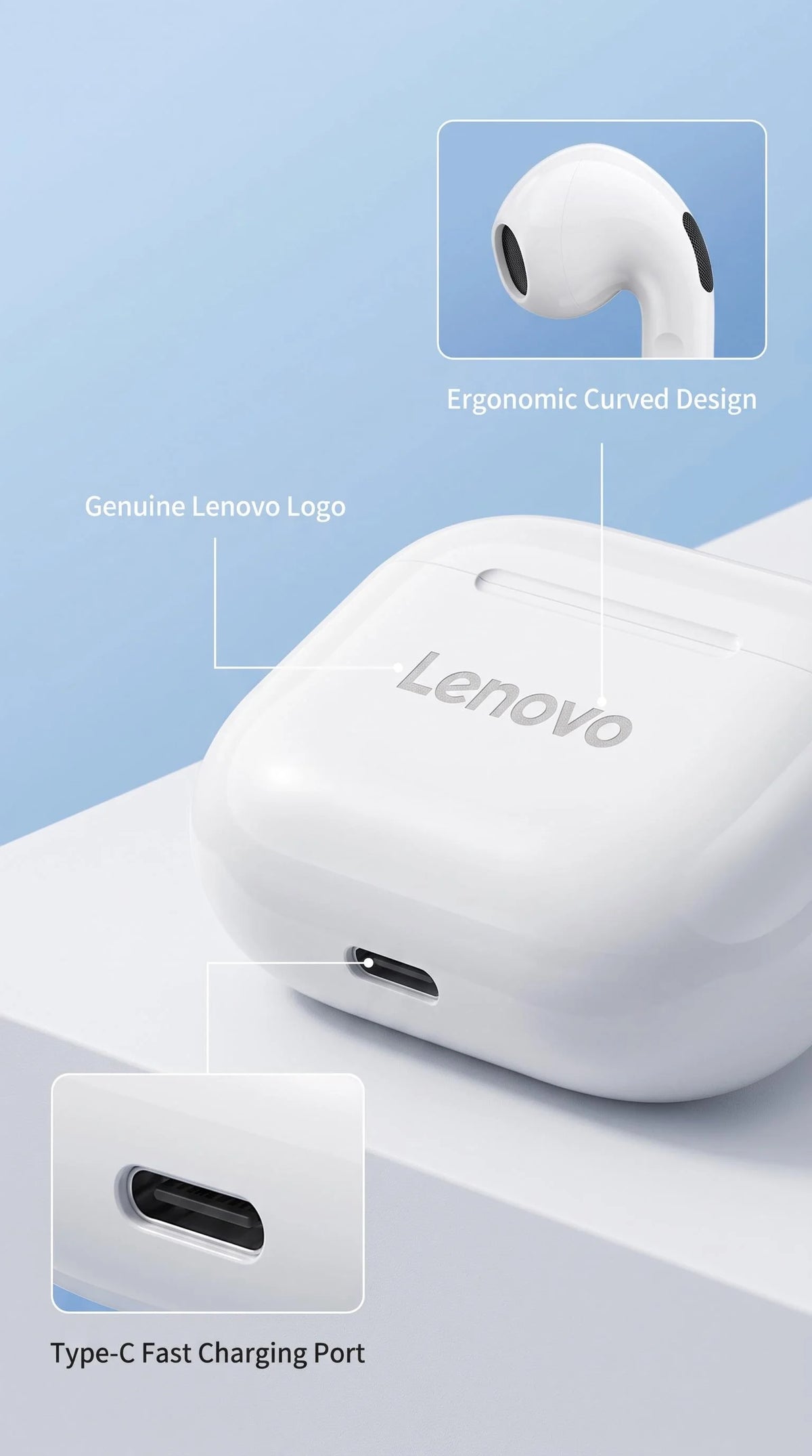 Original Lenovo A6 PRO TWS Wireless Earphone Bluetooth 5.0  HD Calls Touch Control Earbuds Gaming Headphones With Mic