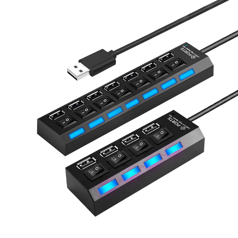 4/7 in 1 Multi USB Splitter Hub USB Hub 2.0 Use Power Adapter USB 2.0 Multiple Expander Switch Hub Docking Stations 30CM Cable