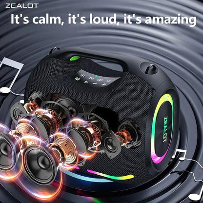 ZEALOT-ZE01 Wireless Bluetooth Speaker 120W TWS Subwoofer Bluetooth Speaker High Volume Waterproof Portable Power Bank HIFI Sound Quality Good-Looking Blue Speaker Long Battery Life