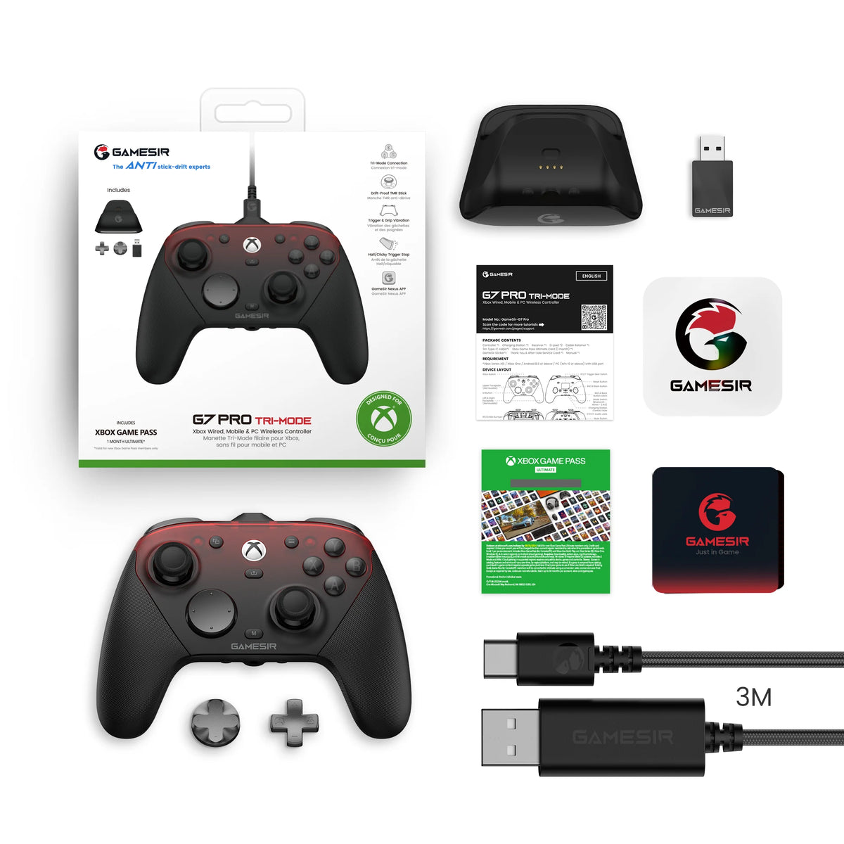 GameSir G7 Pro Wired Xbox Controller with Smart Charging Station, Hall Effect, Gyro, 3.5mm Audio Jack, 1000Hz Polling Rate