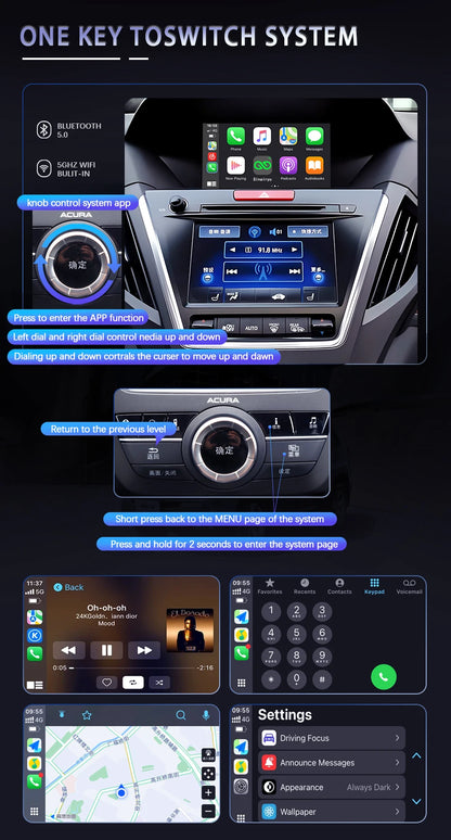 Car Wireless Android Auto Apple CarPlay Tv Box For Acura RDX TLX ILX RLX MDX YD3 Radios Smart System Upgraded OEM Screen Camera
