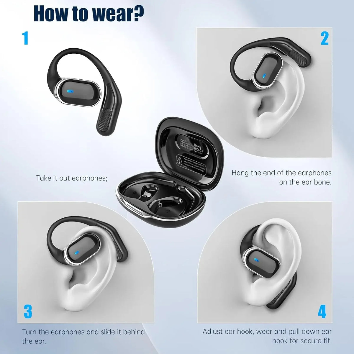 2026 New Open Ear OWS Earphones Bluetooth 6.0 Wireless Headphones HiFi Sound Headset Touch Control TWS Earbuds 60 Hours Playback