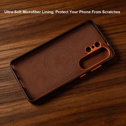 For Magsafe Premium Leather Case for Samsung Galaxy S26 Ultra S26Ultra S26Plus S25 Plus S25Ultra Phone Case Cover Magnetic Coque