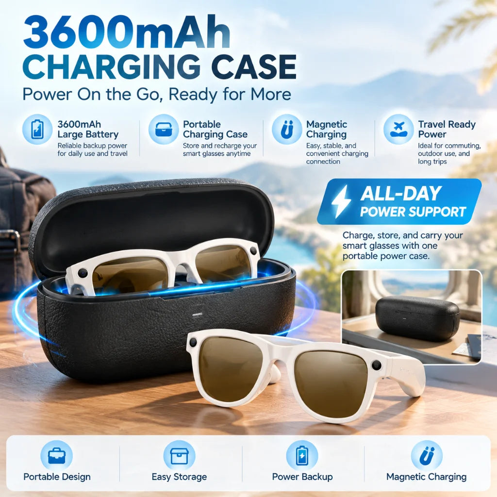 2026 New AI Smart Glasses Camera 800W Lens 30MP Photo 1200P Video Recording Bluetooth 5.3 WiFi Translation Sunglasses Men Women
