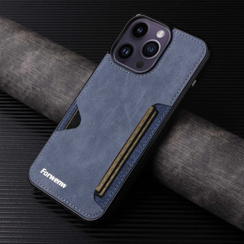 Retro Card Holder Phone Case for iPhone 18 17 16 15 14 13 12 11 Pro Max 17E Air XS XR SE 7 8 Plus Busines Wallet Leather Cover