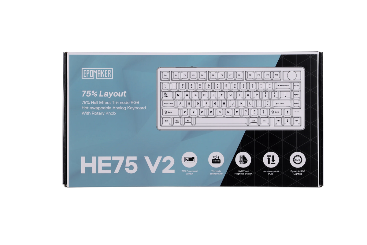 EPOMAKER HE75 V2 75% ANSI US Layout Wired/Bluetooth/2.4Ghz Wireless Hall Effect Gaming Keyboard with Rapid Triggering & SOCD