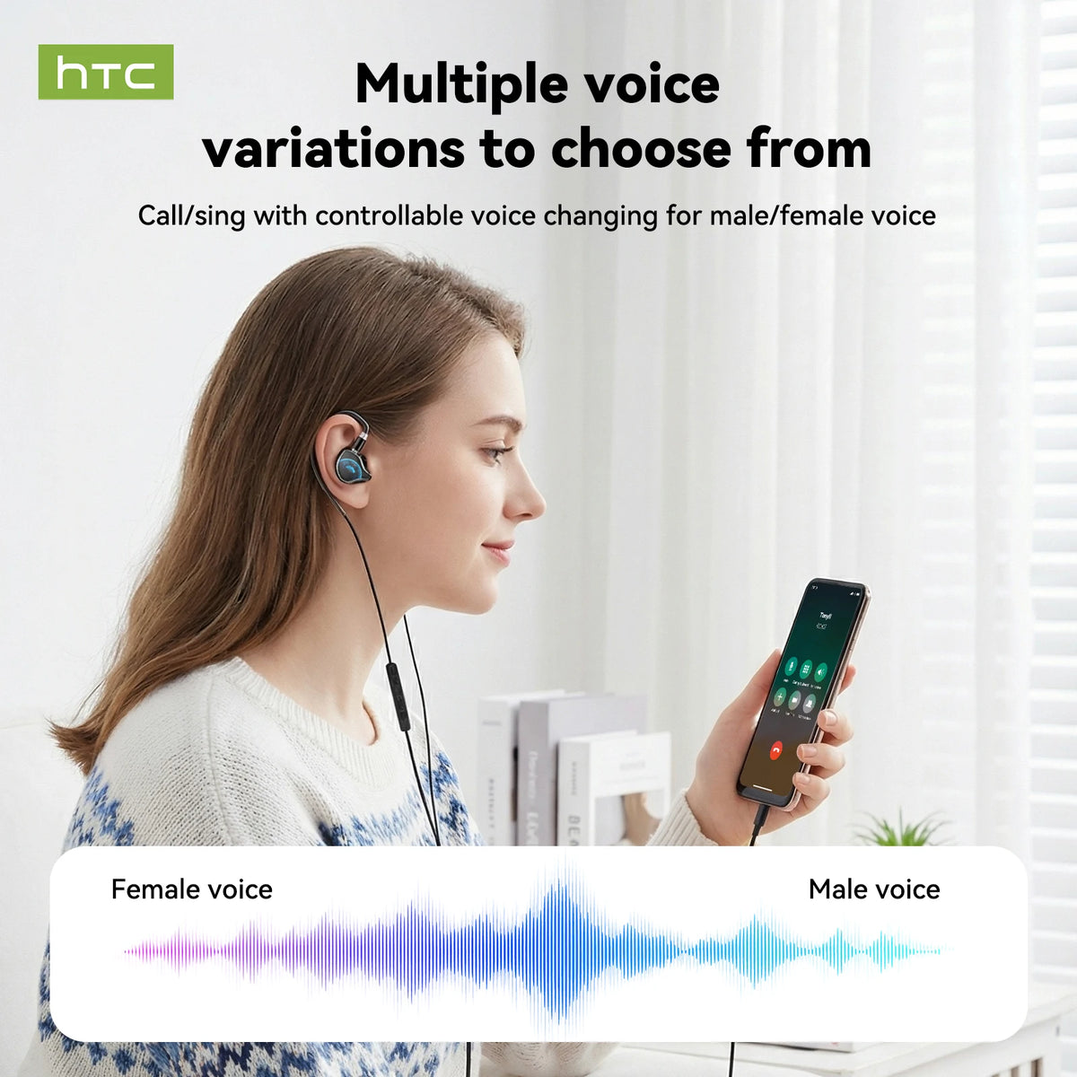 HTC NE81 TWS Wireless Earbuds Bluetooth ANC Wired Voice Control for Singing Live Streaming Touch Control Stereo Sports Earphone