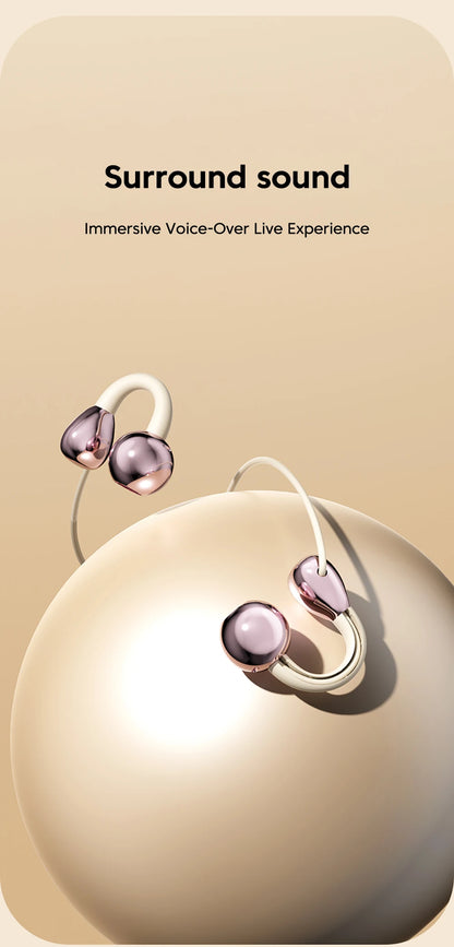 3.5MM/Type C Wired Headphones With Microphone HiFi Sound Ear Clip Non-in-ear Wired Earphones for iphone 15 16 17 Samsung