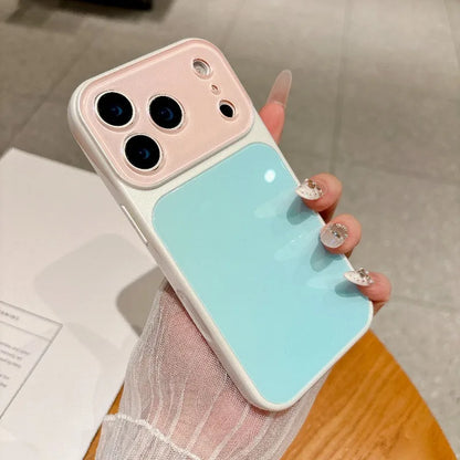Fashion Dopamine Color-Block Phone Case for IPhone 18 Pro Max 17 16 15 14 Pro Max Candy-Color Glass Back Shockproof Phone Case