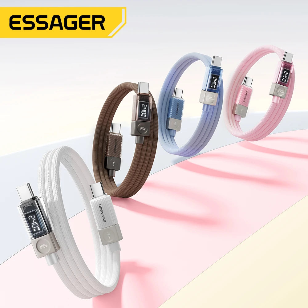 Essager 240W USB C Cable for iPhone 18 17 16 Plus Pro Max Macbook iPad Supercharge Fast Charger Type C Cable for Xiaomi Samsung