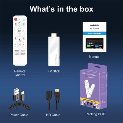 H96 MAX Android TV Stick Rockchip RK3518 with 2.4G Wifi 5G Wifi Dual 3518D 8GB 16GB 4K 3D HDR Voice Remote DC 5V 2A
