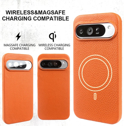 Luxury Magnetic Genuine Leather Case for Google Pixel 10Pro 9 7A 8 6 Full Protection Magnet for Magsafe Cases Shockproof Cover