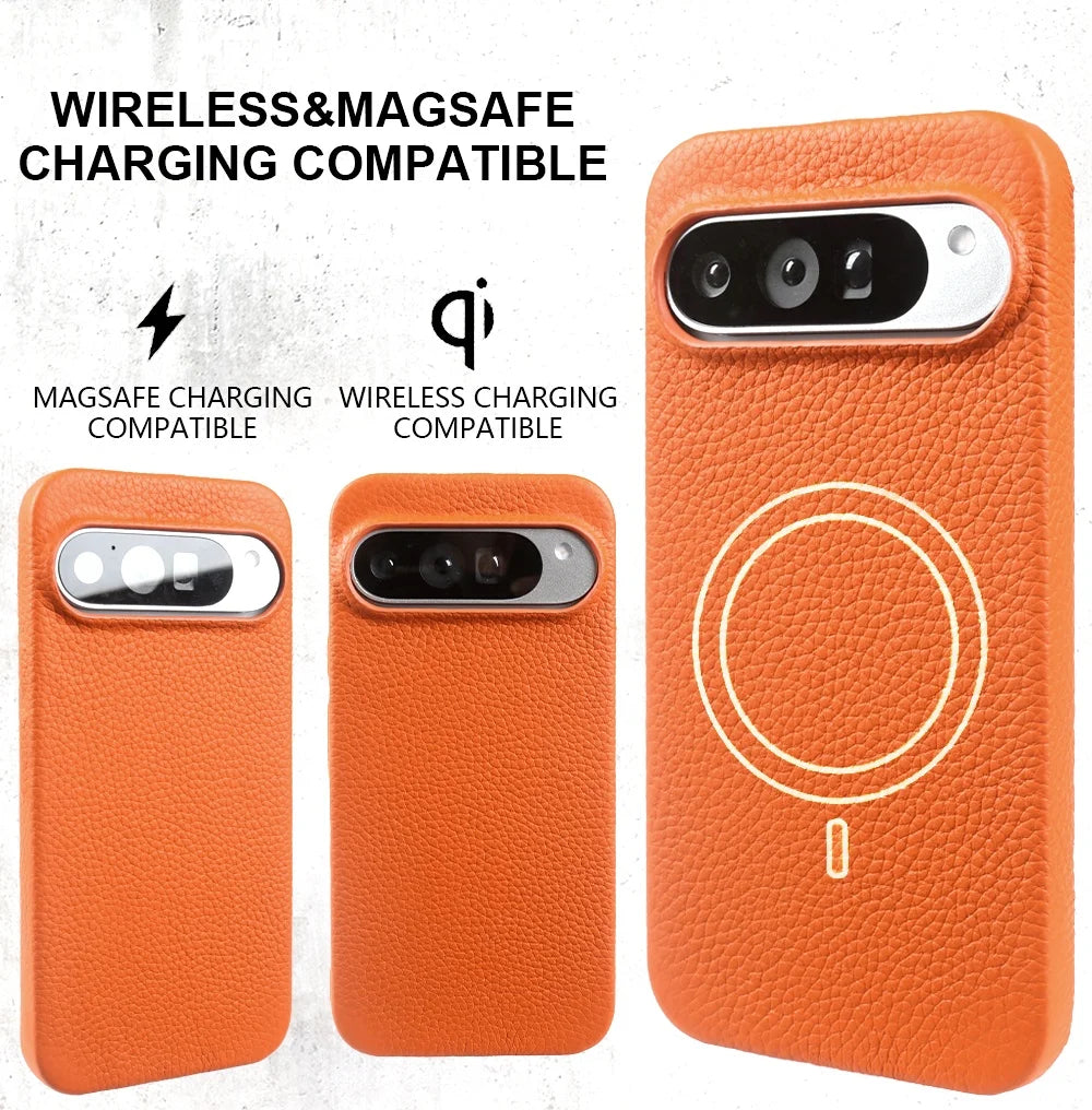 Genuine Leather Magnetic Case for Google Pixel 11 Pro Pixel 10 9 7 8 6 Full Protection Magnet for Magsafe Cases Shockproof Cover