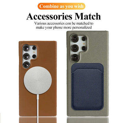 Handmade Premium Genuine Leather Magnetic Case for Samsung Galaxy S25 Ultra Case S24FE S23 S22 S21 S20 Note20Ultra Magsafe Cover