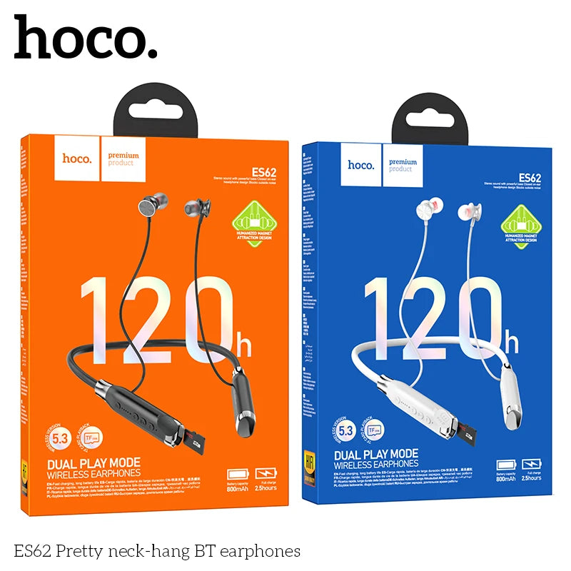 HOCO ES62 Neckband Earphones Bluetooth 5.3 Sport Headsets Support TF Card Playback 120 Hours Long Battery Life For Mobile Phone