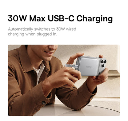 Baseus Qi2.2 Magnetic Power Bank 30W USB-C & 25W Wireless Charging 10000mAh Card-Slim NFC Battery Monitoring for iPhone Samsung