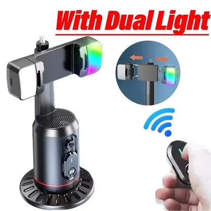 FANGTUOSI 360° Rotation Gimbal Stabilizer Tripod Selfie Stick Desktop Face Tracking With Bluetooth Remote Shutter Light Holder