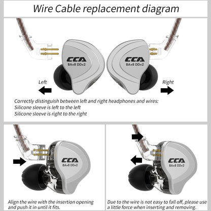 CCA-C10 HiFi Headphones 4BA+1DD Hybrid Technology Music Sports Gaming Earphones Detachable Cable 2pin 0.75mm Wired Earbuds