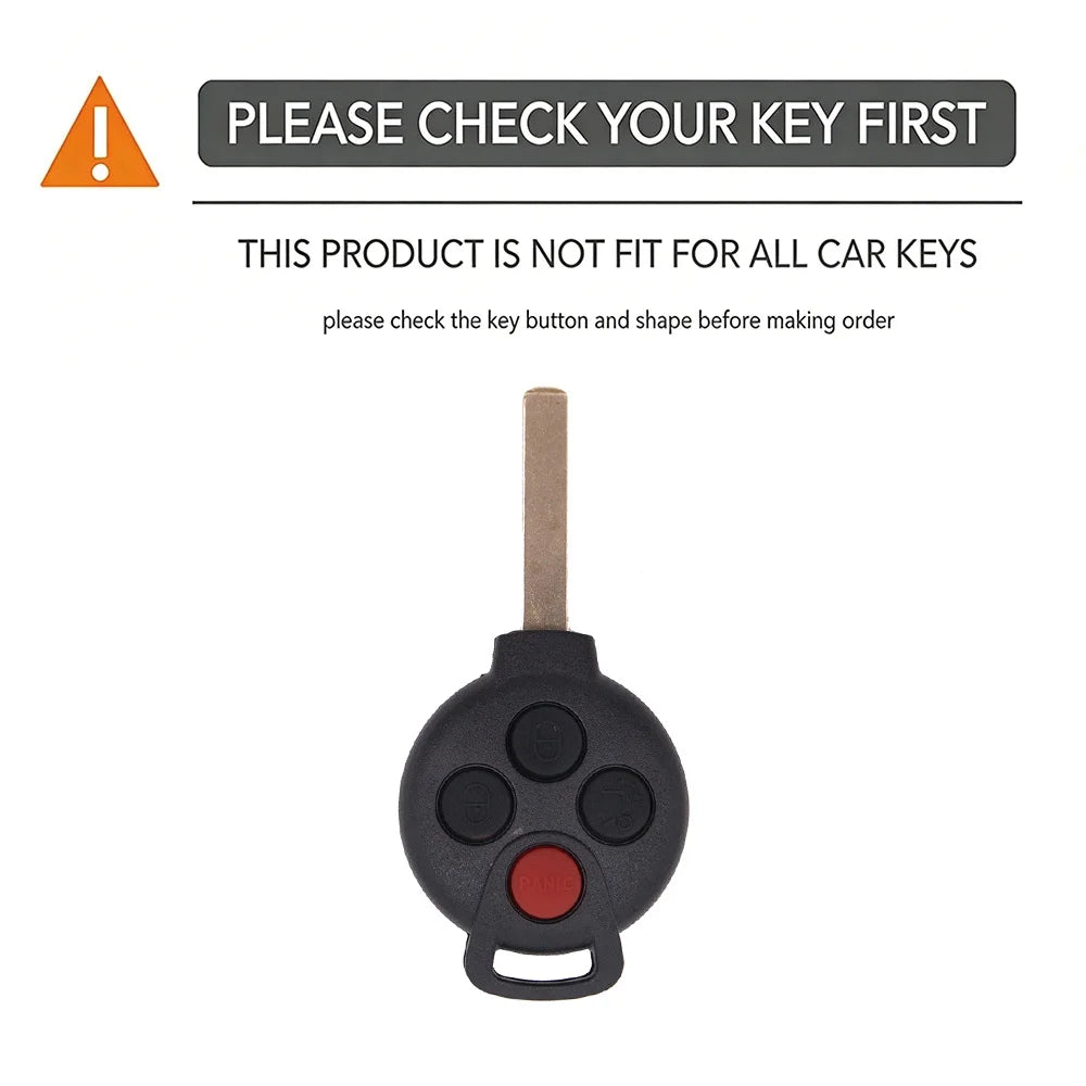 For Mercedes-Benz Smart Fortwo 451 Forfour 453 silicone car key fob cover with compact finger loop and key ring