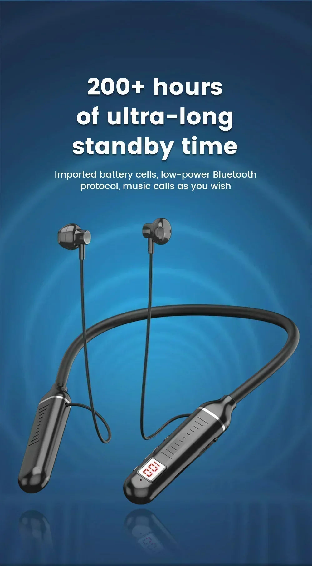 K58pro Wireless Earphones Bluetooth 5.3 Neckband Headphones Gaming LED Display HIFI Headset Sports TWS Earbuds With Mic TF Card