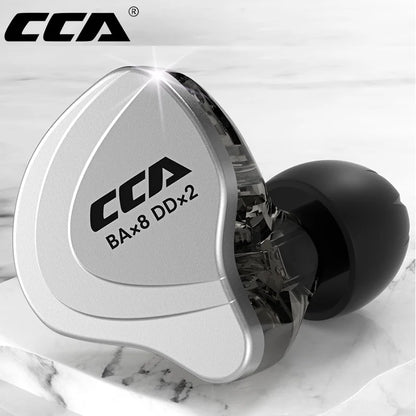 CCA-C10 HiFi Headphones 4BA+1DD Hybrid Technology Music Sports Gaming Earphones Detachable Cable 2pin 0.75mm Wired Earbuds