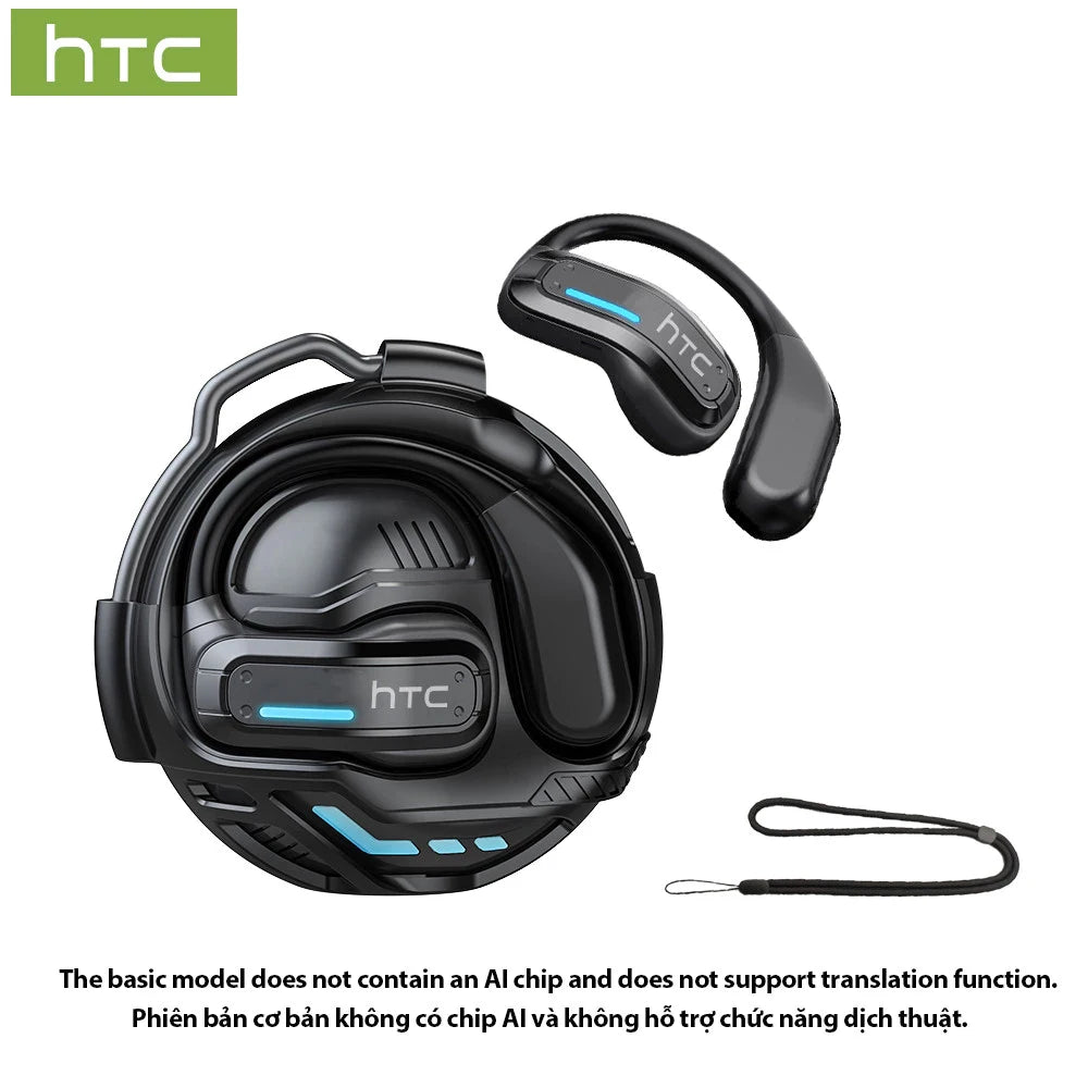 AI Translator Earphone HTC NE02 Open Ear Wireless Bluetooth Headphones Hifi Sound Quality Low Lacenty Sport Earbuds With Mic