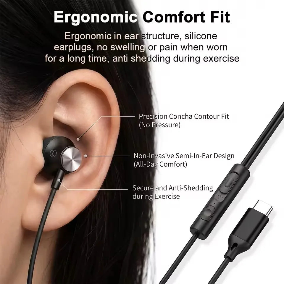 For Samsung Headphones Type C Wired In Ear Earphones HiFi Surround Sound USB C Earbuds For Samsung Galaxy S26 S25 S24 S23 S22