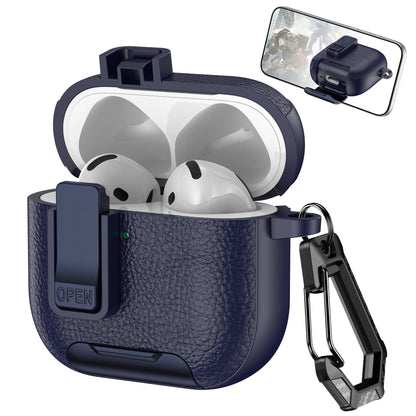 2025 New For AirPods 4 Case Latch wireless Bluetooth earphone Accessories Cover dermatoglyph Mobile phone holder switch Cases 3D